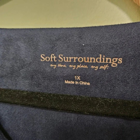 Soft Surroundings 1X Ambrosia Faux Suede‎ Tunic Dress Blue Studded Boho Casual - Picture 3 of 9